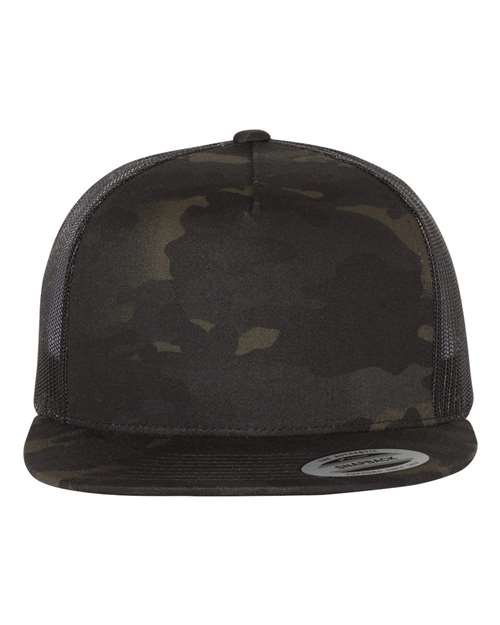 Five-Panel Classic Trucker Cap Multicam Black Black Adjustable Headwear YP Classics