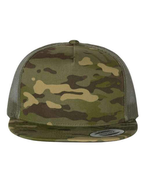 Five-Panel Classic Trucker Cap Multicam Tropic Green Adjustable Headwear YP Classics