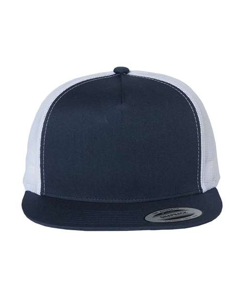 Five-Panel Classic Trucker Cap Navy White Adjustable Headwear YP Classics