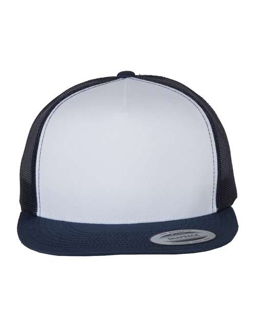 Five-Panel Classic Trucker Cap Navy White Navy Adjustable Headwear YP Classics