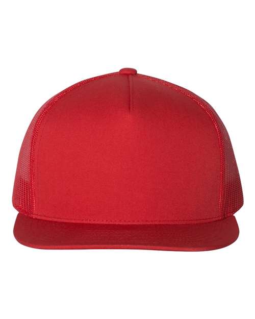 Five-Panel Classic Trucker Cap Red Adjustable Headwear YP Classics