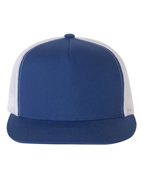 Five-Panel Classic Trucker Cap Royal White Adjustable Headwear YP Classics