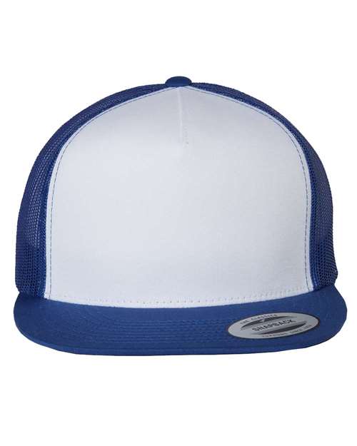 Five-Panel Classic Trucker Cap Royal White Royal Adjustable Headwear YP Classics