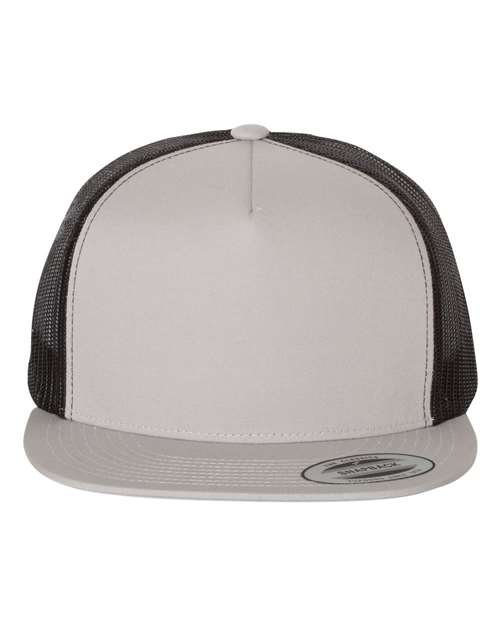 Five-Panel Classic Trucker Cap Silver Black Adjustable Headwear YP Classics