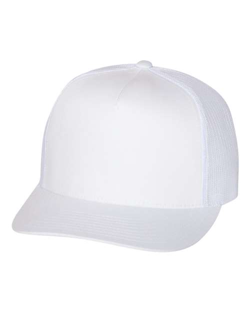 Five-Panel Classic Trucker Cap White Adjustable Headwear YP Classics