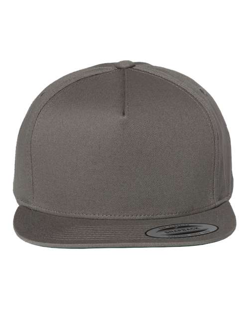 Five-Panel Cotton Twill Snapback Cap Dark Grey Adjustable Headwear YP Classics