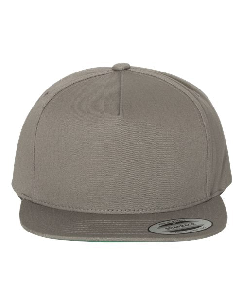 Five-Panel Cotton Twill Snapback Cap Grey Adjustable Headwear YP Classics