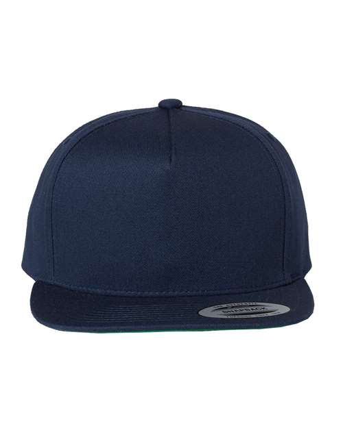 Five-Panel Cotton Twill Snapback Cap Navy Adjustable Headwear YP Classics