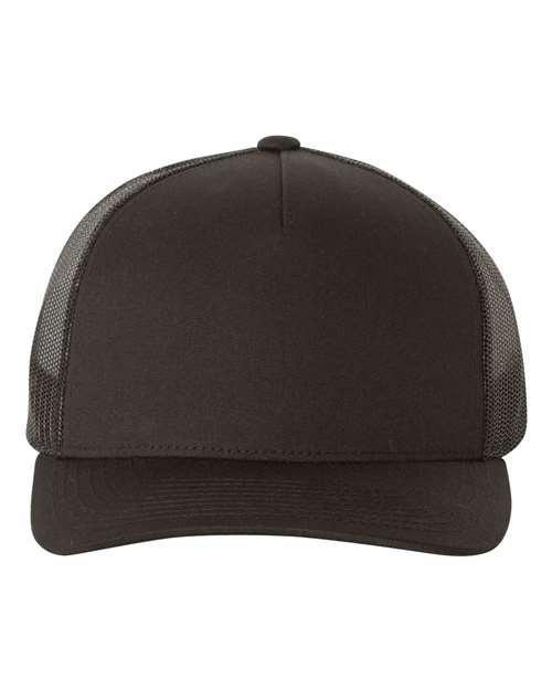 Five - Panel Retro Trucker Cap - Black / Adjustable