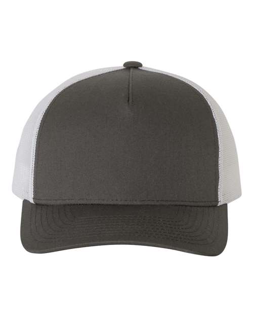 Five - Panel Retro Trucker Cap - Charcoal/ White