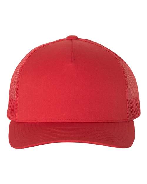 Five - Panel Retro Trucker Cap - Red / Adjustable