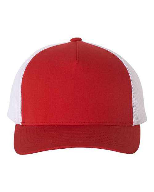 Five-Panel Retro Trucker Cap Red White Adjustable Headwear YP Classics