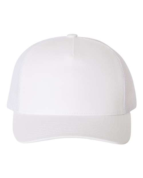 Five-Panel Retro Trucker Cap White Adjustable Headwear YP Classics