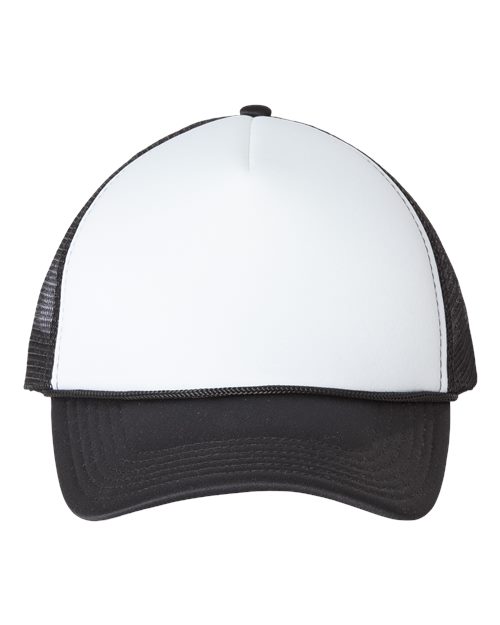 Foam Mesh - Back Trucker Cap - White/ Black / Adjustable