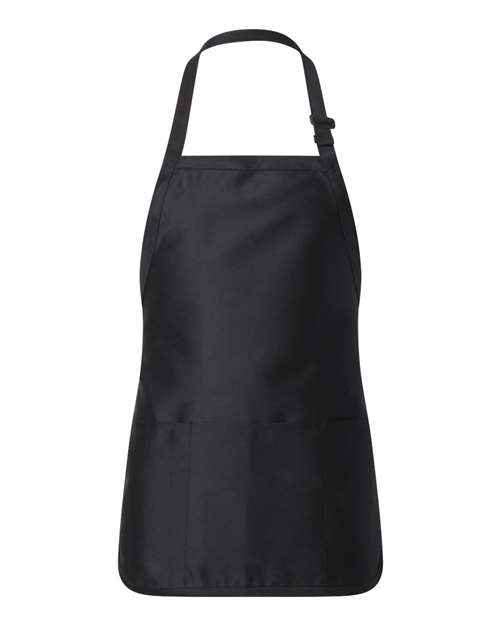 Full - Length Apron with Pouch Pocket - Black / One Size