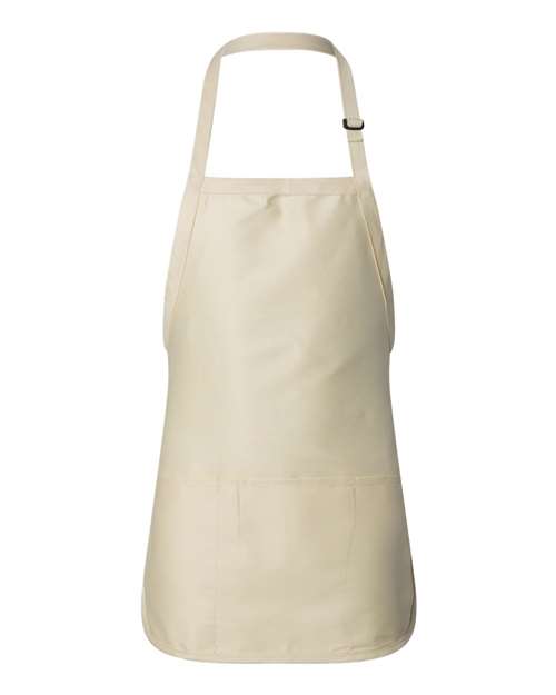 Full - Length Apron with Pouch Pocket - Natural / One Size