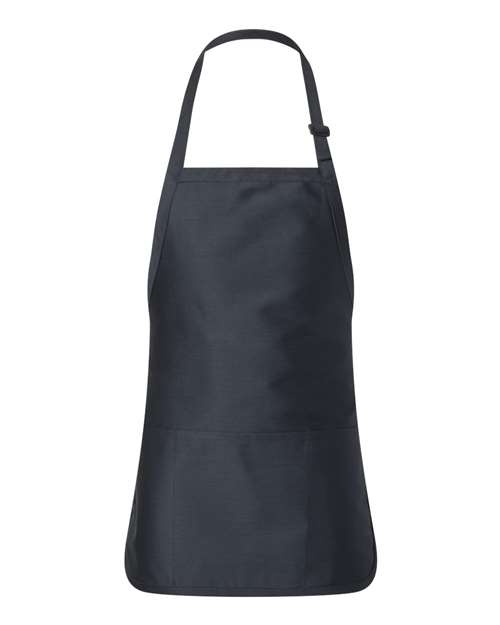 Full - Length Apron with Pouch Pocket - Navy / One Size