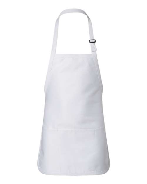 Full - Length Apron with Pouch Pocket - White / One Size