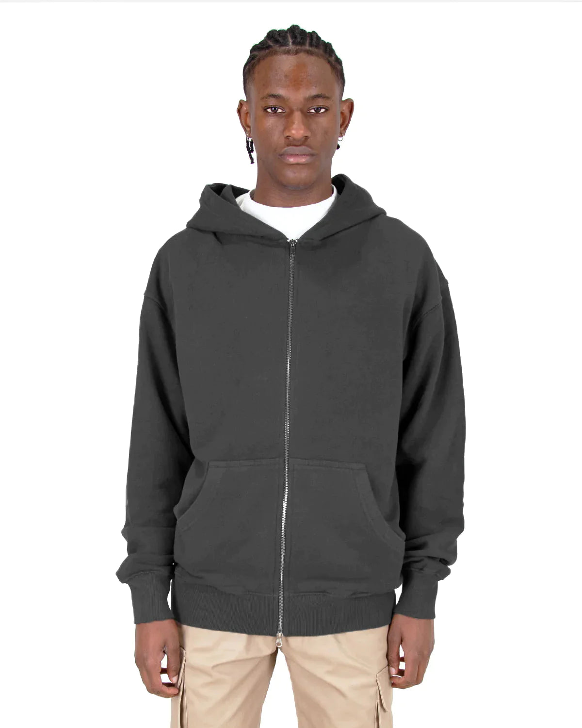 Garment Dye Double Zipper Hoodie Shadow GARMENT DYE GARMENT DYES MEN Shaka Wear ZIPS