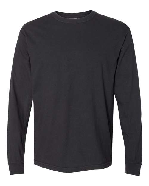 Garment - Dyed Heavyweight Long Sleeve T - Shirt - Black / S