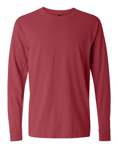 Garment - Dyed Heavyweight Long Sleeve T - Shirt - Crimson