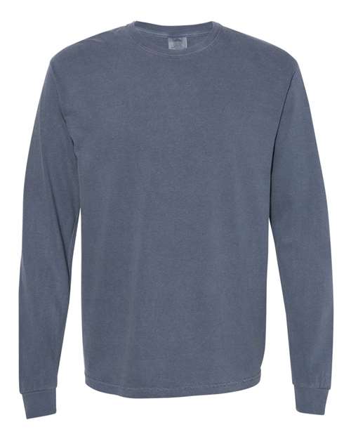 Garment - Dyed Heavyweight Long Sleeve T - Shirt - Denim / S