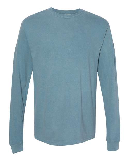 Garment - Dyed Heavyweight Long Sleeve T - Shirt - Ice Blue