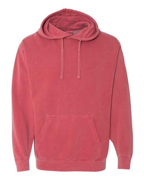 Garment - Dyed Hooded Sweatshirt - Crimson / S