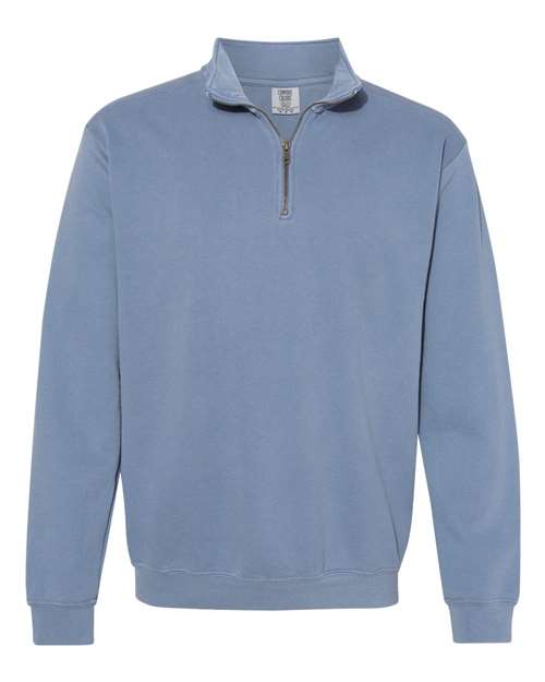 Garment - Dyed Quarter Zip Sweatshirt - Blue Jean / S