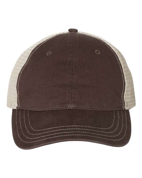 Garment - Washed Trucker Cap - Brown/ Khaki / Adjustable