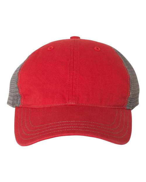 Garment - Washed Trucker Cap - Red/ Charcoal / Adjustable