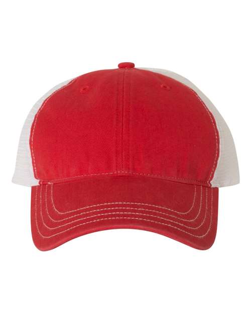 Garment - Washed Trucker Cap - Red/ White / Adjustable