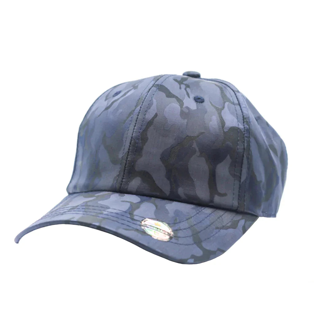 GN - 1017 - Satin Camo Cap One Size / Navy Hats
