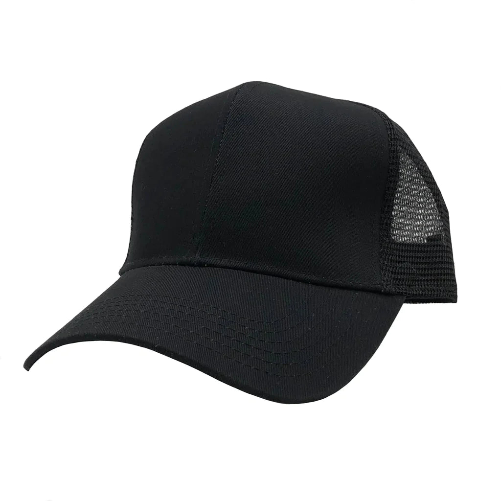 GN-1050M - Pro Style Trucker Cap Black One Size 6 PANELS COTTON / POLYESTER CURVE NISSI nissi caps SNAPBACK TRUCKER MESH