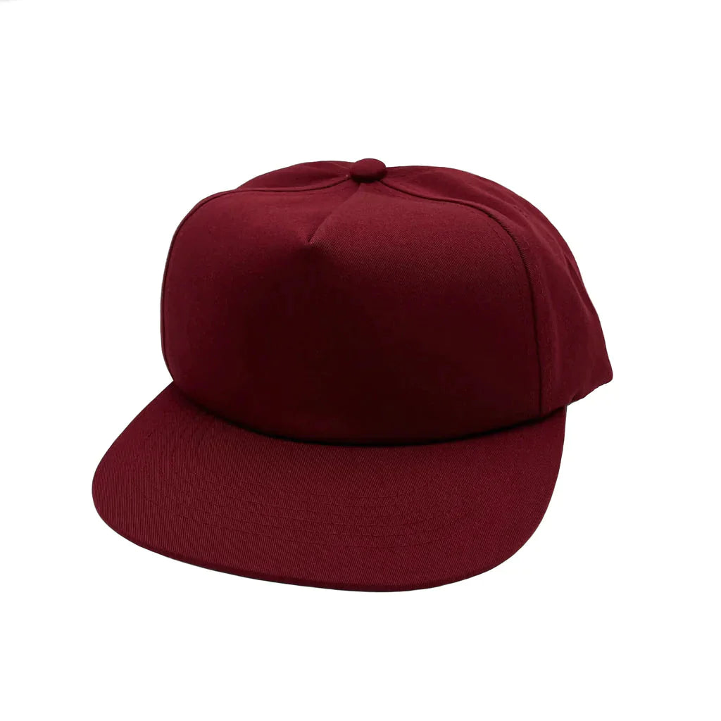 GNV-011 - CVC 5 Panels Unstructured Flat Bill Cap Burgundy One Size 5 PANELS - UNSTRUCTURED COTTON / POLYESTER nissi caps SNAPBACK