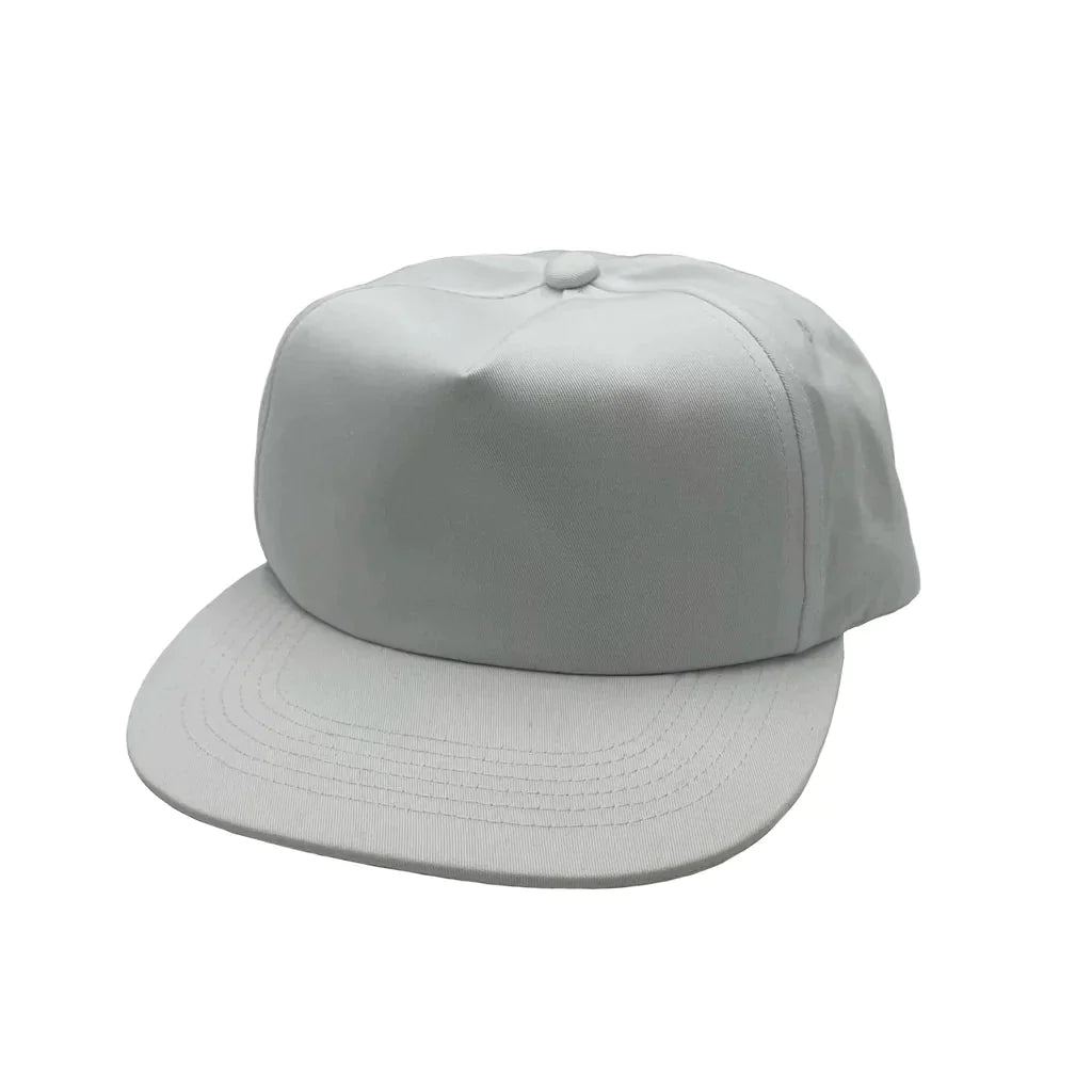 GNV-011 - CVC 5 Panels Unstructured Flat Bill Cap White One Size 5 PANELS - UNSTRUCTURED COTTON / POLYESTER nissi caps SNAPBACK