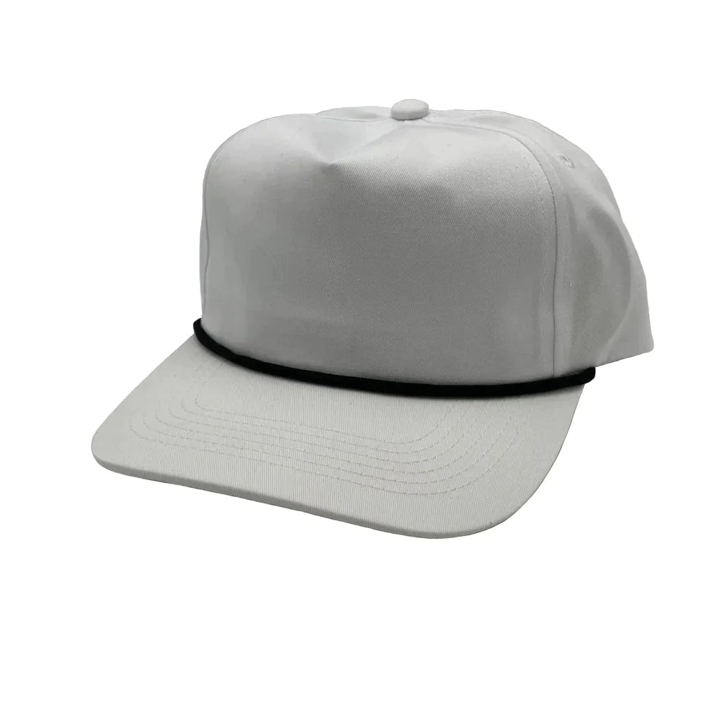 GNV-228GF - Golf Cap White with Black String One Size 5 PANELS - UNSTRUCTURED COTTON / POLYESTER CURVE GOLF HATS NISSI CAPS SNAPBACK STRING STRING HAT