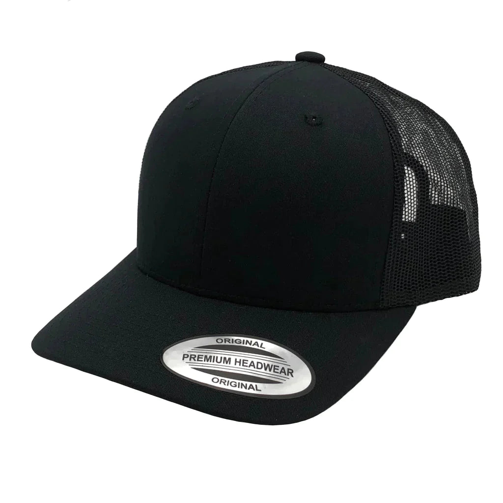 GNV-6606T - Premium Trucker Mesh Cap Black ONE SIZE 6 PANELS CAP COTTON / POLYESTER CURVE headwear nissi caps SNAPBACK TRUCKER MESH