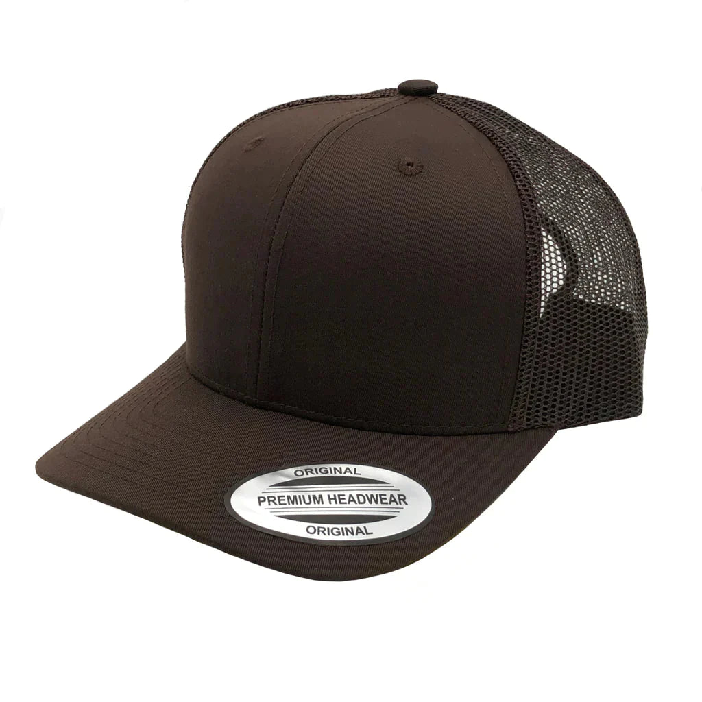 GNV-6606T - Premium Trucker Mesh Cap Brown ONE SIZE 6 PANELS CAP COTTON / POLYESTER CURVE headwear nissi caps SNAPBACK TRUCKER MESH