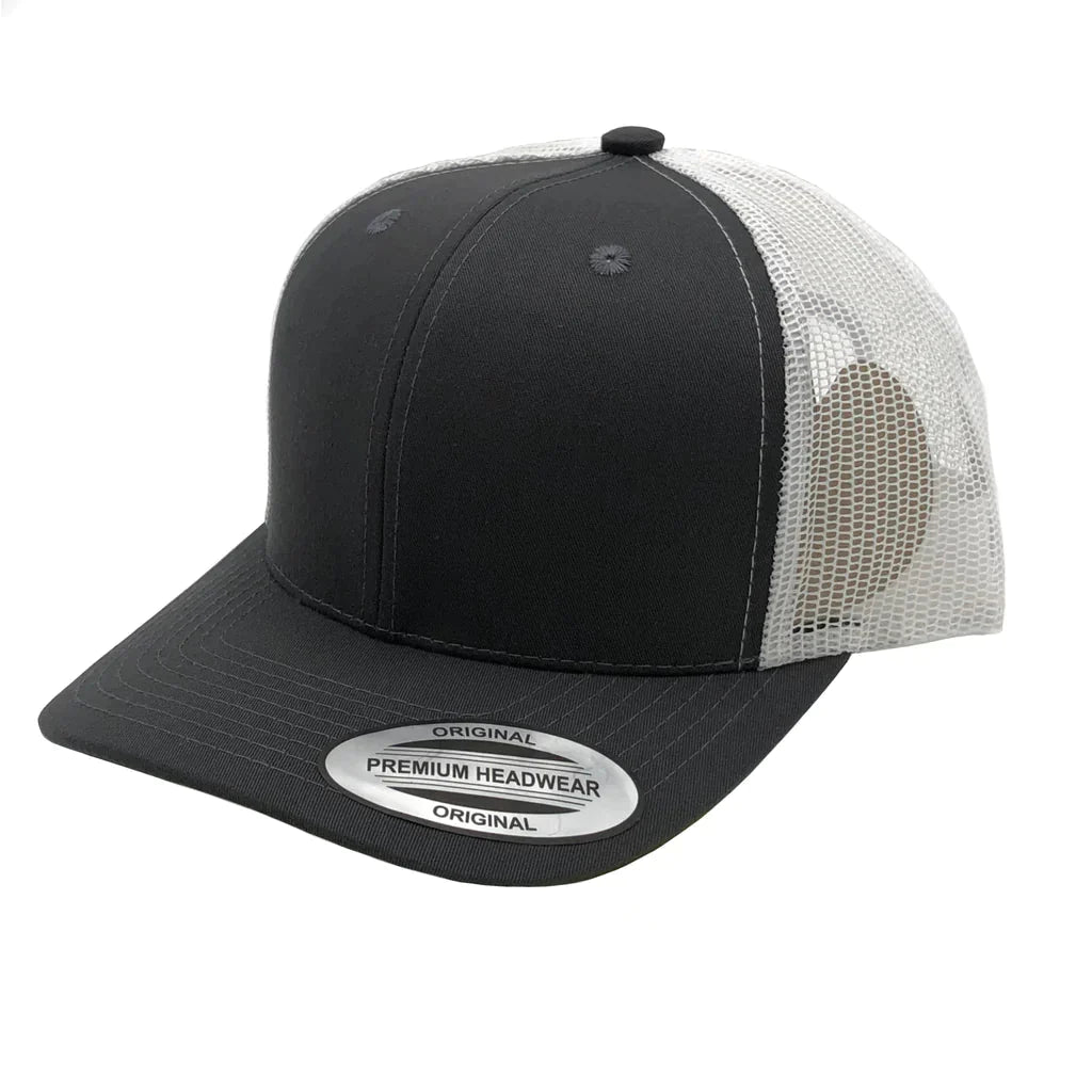 GNV-6606T - Premium Trucker Mesh Cap Charcoal White ONE SIZE 6 PANELS CAP COTTON / POLYESTER CURVE headwear nissi caps SNAPBACK TRUCKER MESH