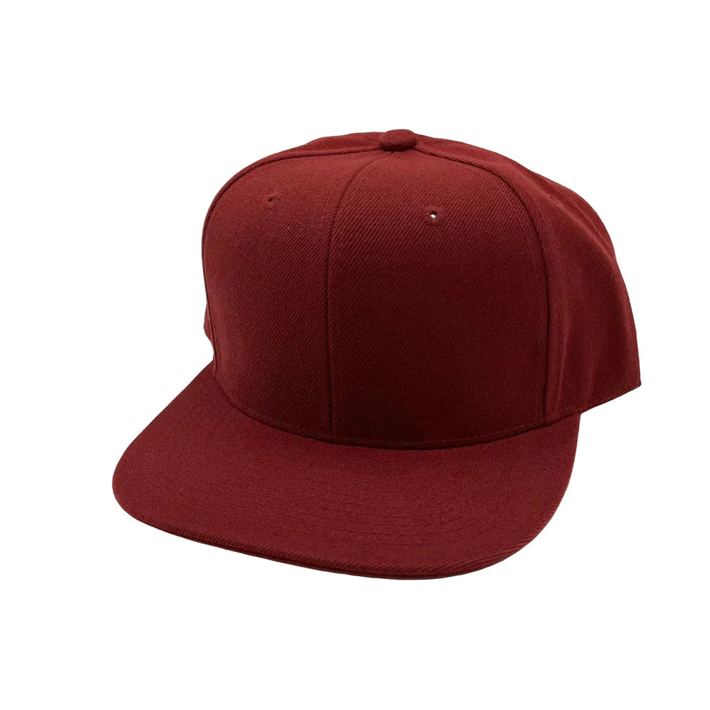 GNV - AS002 - 6 Panels Flat Bill Snapback Cap Burgundy