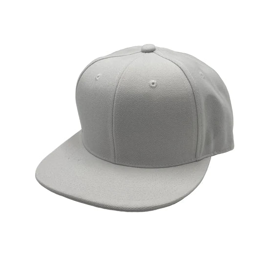 GNV - AS002 - 6 Panels Flat Bill Snapback Cap White