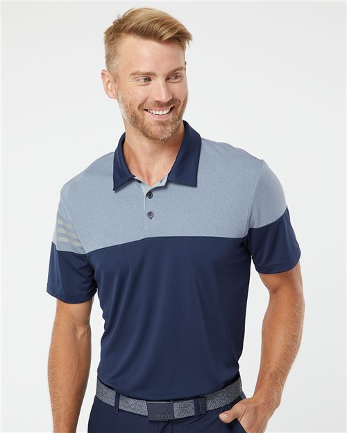 Heathered 3 - Stripes Colorblocked Polo