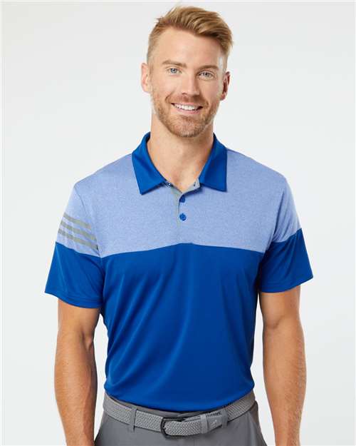 Heathered 3 - Stripes Colorblocked Polo - Collegiate Royal