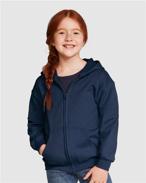 Heavy Blend™ Youth Full-Zip Hooded Sweatshirt Navy Fleece Gildan