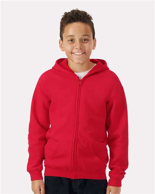 Heavy Blend™ Youth Full-Zip Hooded Sweatshirt Red Fleece Gildan