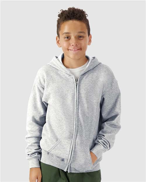 Heavy Blend™ Youth Full-Zip Hooded Sweatshirt Sport Grey Fleece Gildan