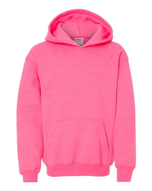 Heavy Blend™ Youth Hooded Sweatshirt Safety Pink Fleece Gildan