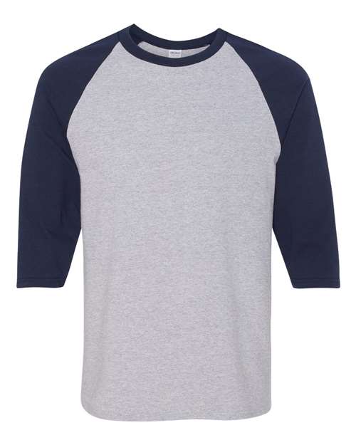 Heavy Cotton™ Raglan Three-Quarter Sleeve T-Shirt Sport Grey Navy Gildan T-Shirts