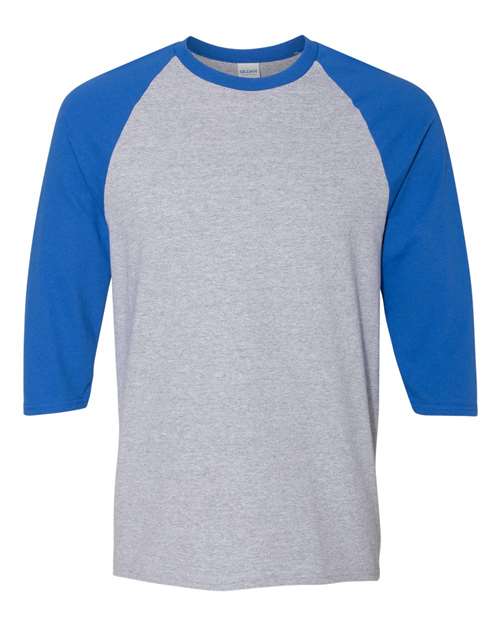 Heavy Cotton™ Raglan Three-Quarter Sleeve T-Shirt Sport Grey Royal Gildan T-Shirts